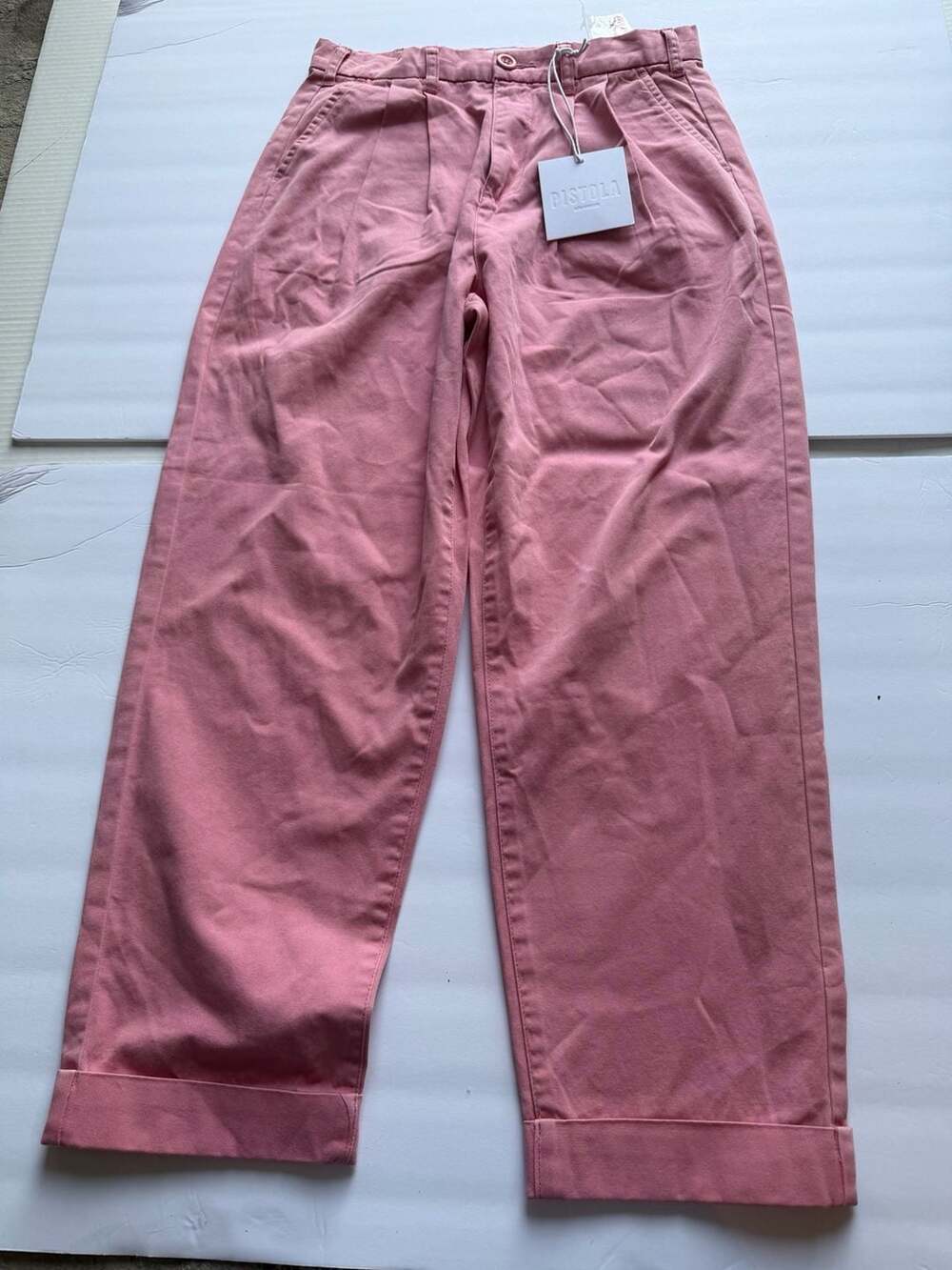 Pistola Los Angeles Pleated Barrel Leg Cropped Pants in Dusty Pink